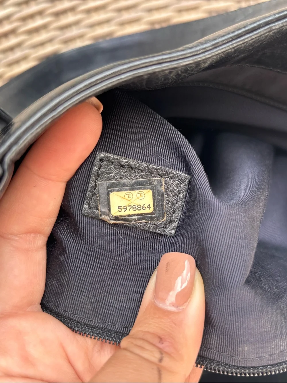 Authentic CHANEL black lambskin CC logo tote